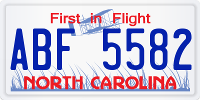 NC license plate ABF5582