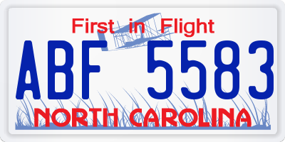 NC license plate ABF5583