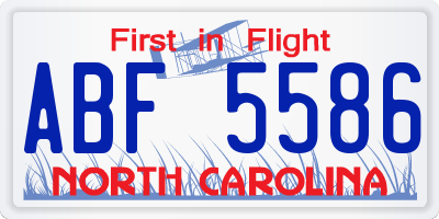 NC license plate ABF5586