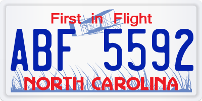 NC license plate ABF5592