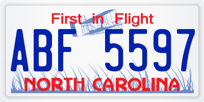 NC license plate ABF5597