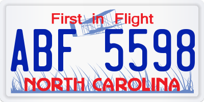 NC license plate ABF5598