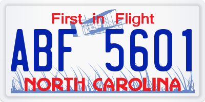 NC license plate ABF5601