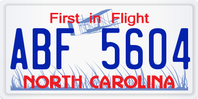 NC license plate ABF5604