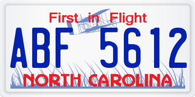 NC license plate ABF5612