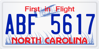 NC license plate ABF5617