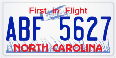 NC license plate ABF5627