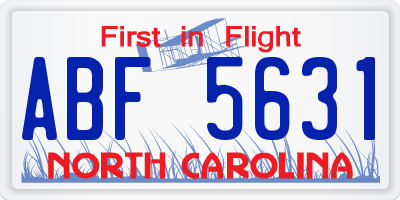 NC license plate ABF5631