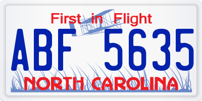 NC license plate ABF5635