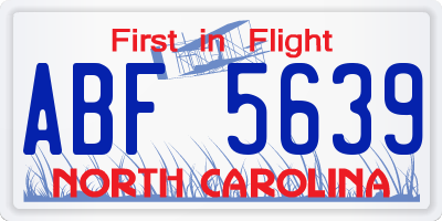 NC license plate ABF5639