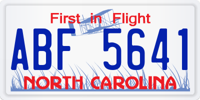 NC license plate ABF5641