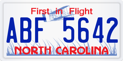 NC license plate ABF5642