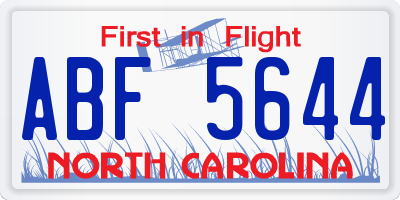 NC license plate ABF5644