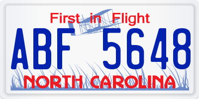 NC license plate ABF5648