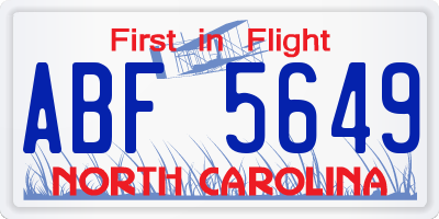 NC license plate ABF5649