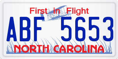 NC license plate ABF5653