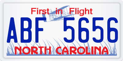 NC license plate ABF5656