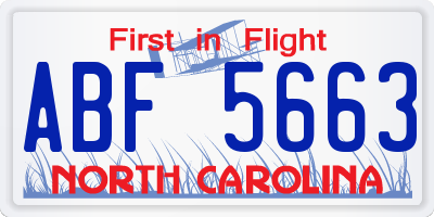 NC license plate ABF5663