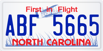 NC license plate ABF5665