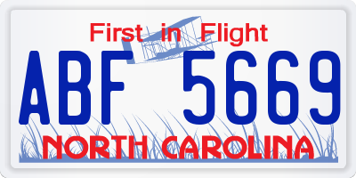 NC license plate ABF5669