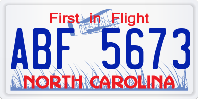 NC license plate ABF5673