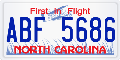 NC license plate ABF5686