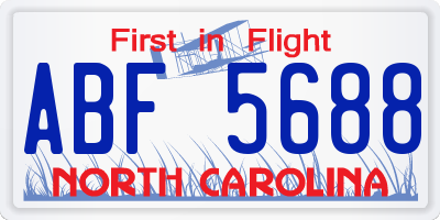 NC license plate ABF5688