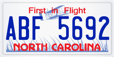 NC license plate ABF5692