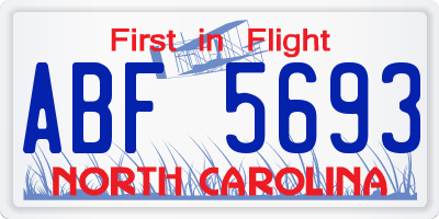 NC license plate ABF5693