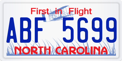 NC license plate ABF5699