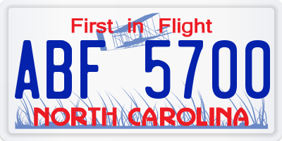 NC license plate ABF5700