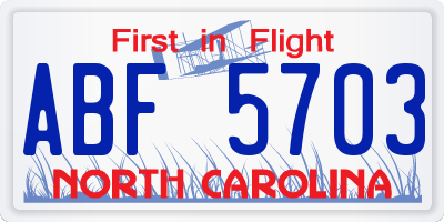 NC license plate ABF5703
