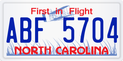 NC license plate ABF5704