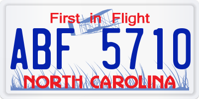 NC license plate ABF5710