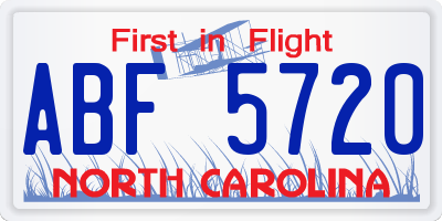 NC license plate ABF5720
