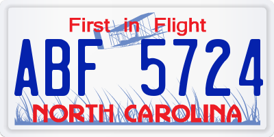 NC license plate ABF5724