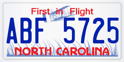 NC license plate ABF5725