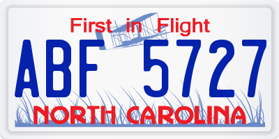 NC license plate ABF5727