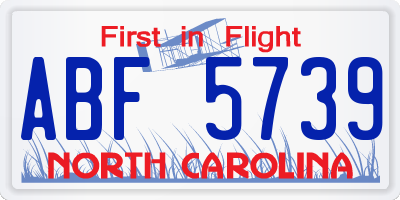 NC license plate ABF5739