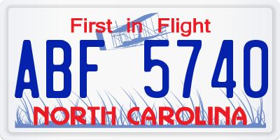 NC license plate ABF5740