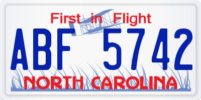 NC license plate ABF5742