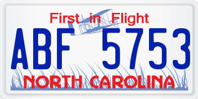 NC license plate ABF5753