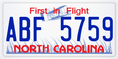 NC license plate ABF5759
