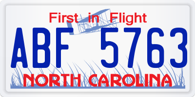 NC license plate ABF5763