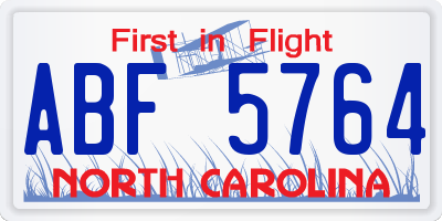 NC license plate ABF5764