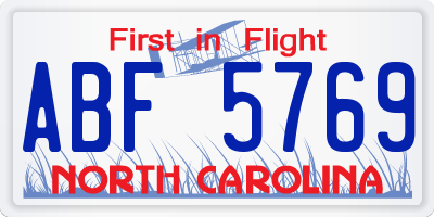 NC license plate ABF5769