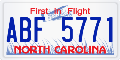 NC license plate ABF5771