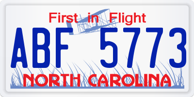 NC license plate ABF5773