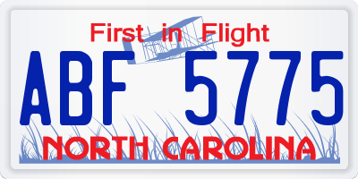 NC license plate ABF5775