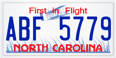 NC license plate ABF5779